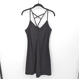 Prana Dress Womens Large Black Strappy Back V-Neck Athleisure Athletic Outdoors